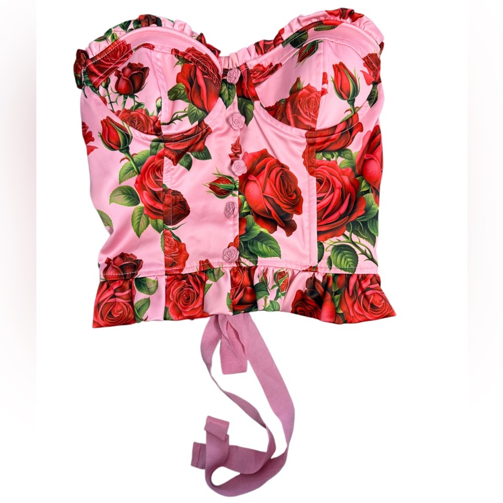 SOLD OUT! Dolls Kill Sugar Thrillz La Bella Vita Corset Top - Pink